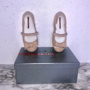 🎀 Prada Girls Ballet Bow Flats Nude